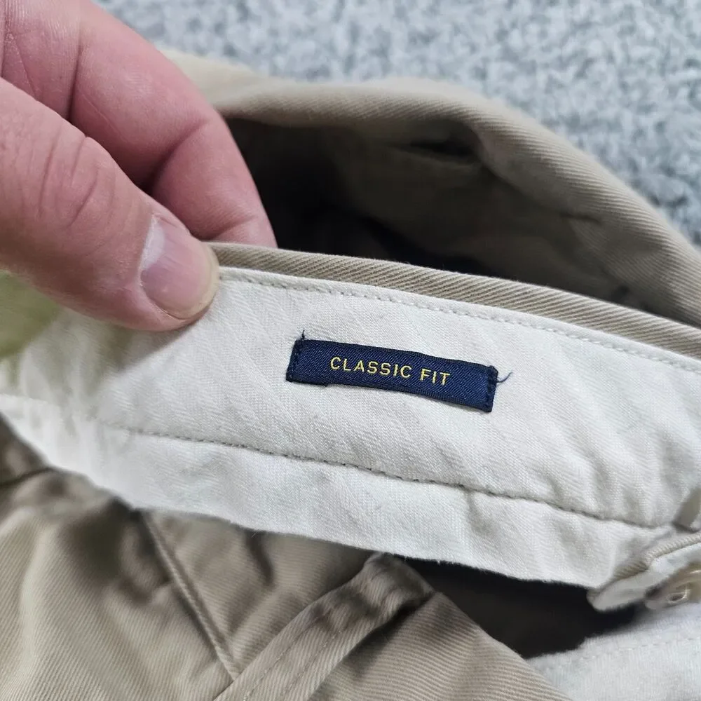 Polo Ralph Lauren Pants Mens 36x30 Beige Chino Classic Flat Front Preppy Casual